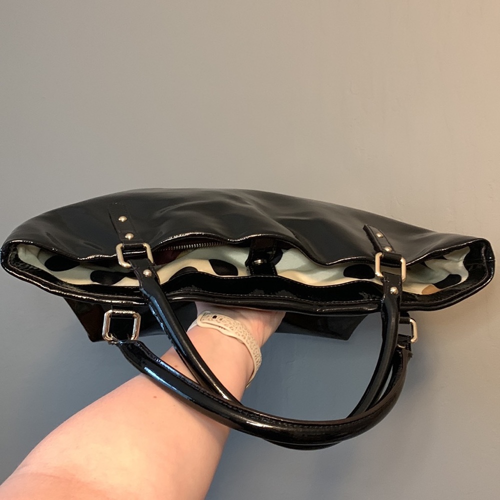 GUC - Vintage Kate Spade Sophie Flicker Black Patent Leather Tote Bag - Picture 7 of 11